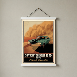 Chevrolet Chevelle SS 454 1970 V7 Dust Storm Poster — Vintage Muscle Car Action Print
