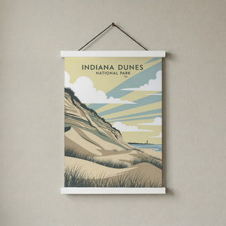 Indiana Dunes National Park Poster — Vintage Lake Michigan Lighthouse Print