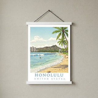 Honolulu Hawaii — Waikiki Beach Diamond Head Wall Art Print