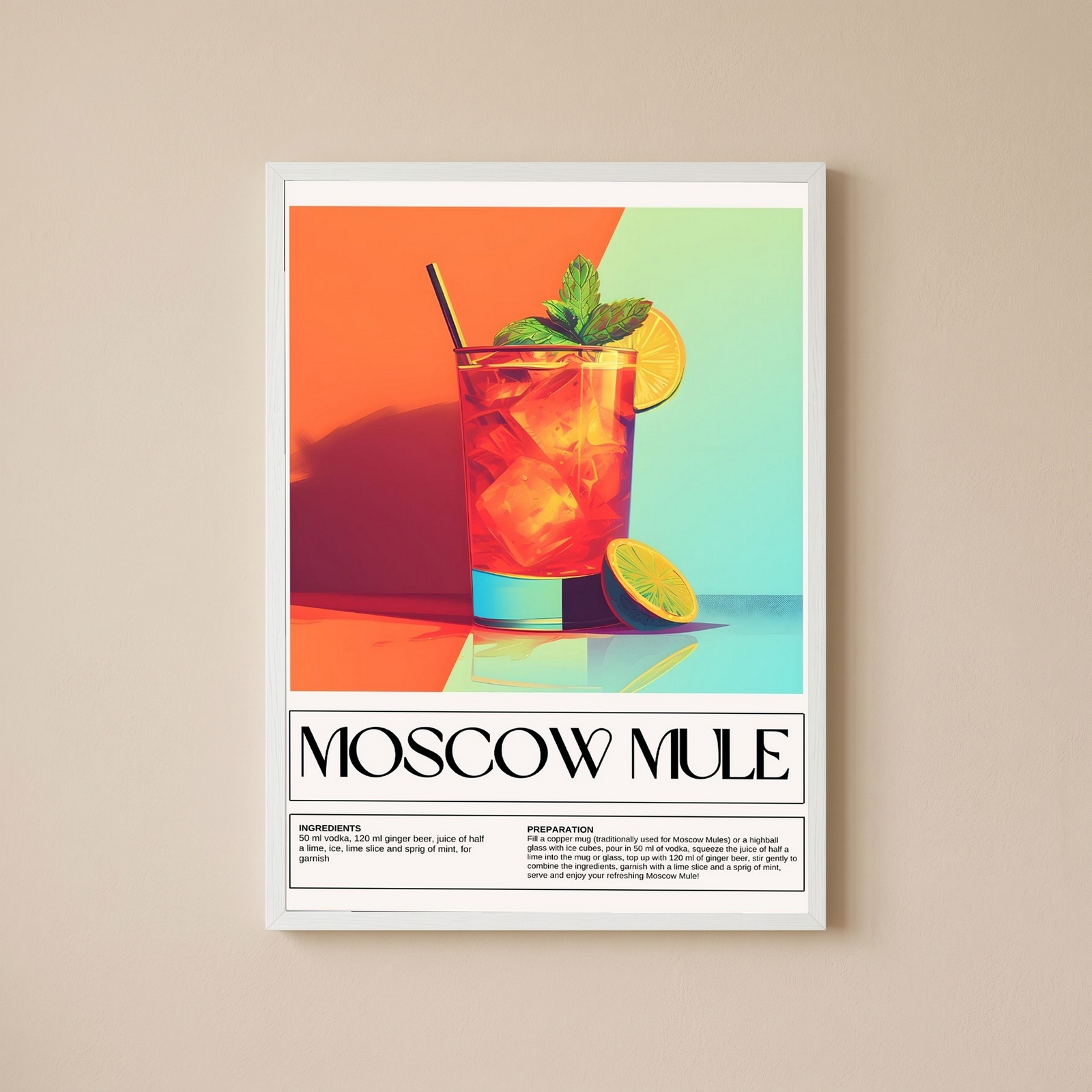 Moscow Mule Wall Art Print — Classic Vodka Ginger Cocktail Poster