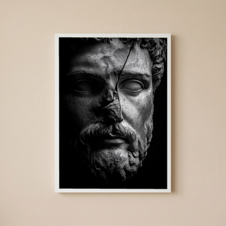 Stone Guardian Wall Art Print — Ancient Sculpted Face Poster