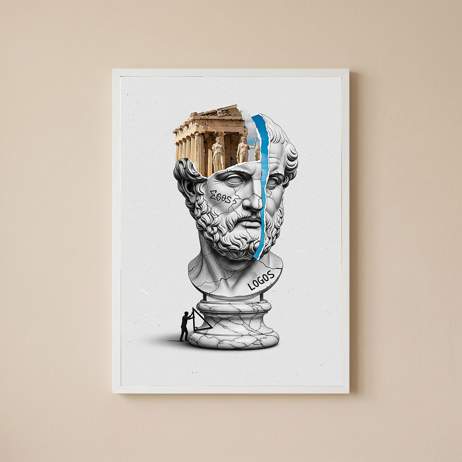 Logos Parthenon — Surreal Philosopher Bust Wall Art Print