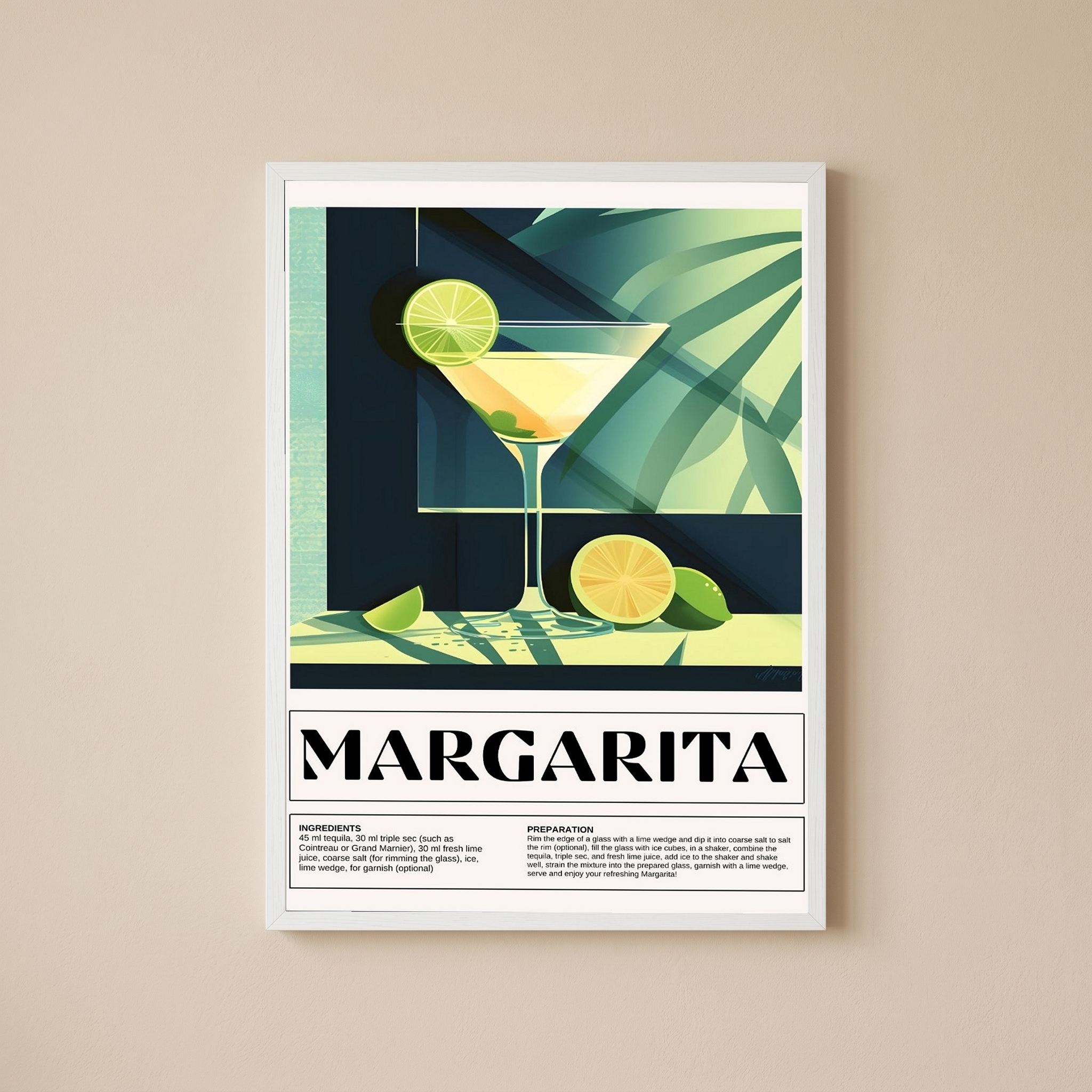 Margarita Wall Art Print — Classic Tequila Cocktail Poster