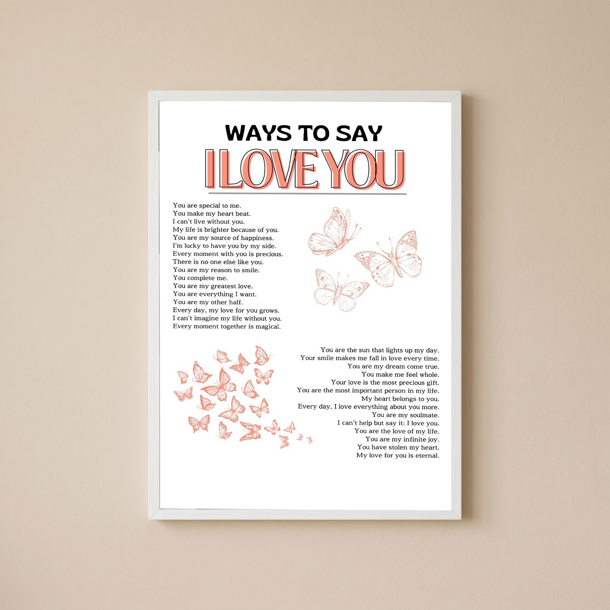 Ways to Say I Love You Wall Art Print — Multilingual Love Quote Poster