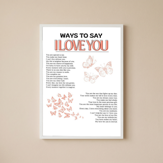 Ways to Say I Love You Wall Art Print — Multilingual Love Quote Poster