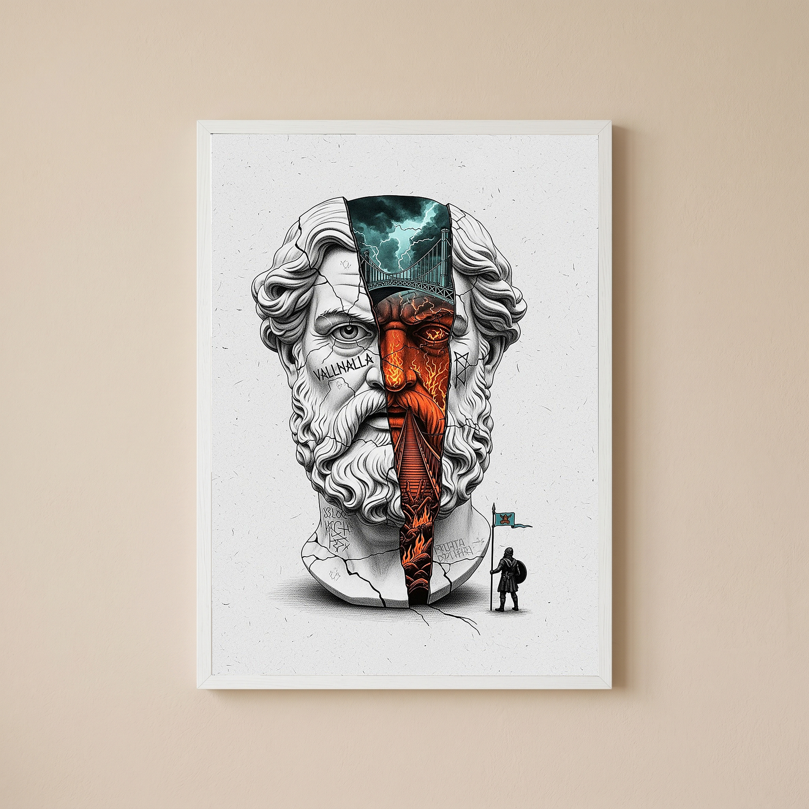 Valhalla Odin — Surreal Norse Mythology Wall Art Print