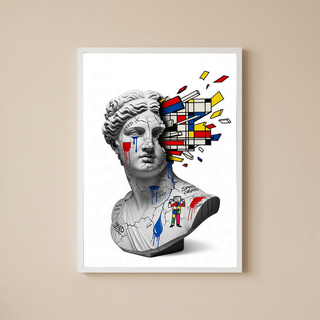 Mondrian Explosion — Surreal Venus Bust Wall Art Print