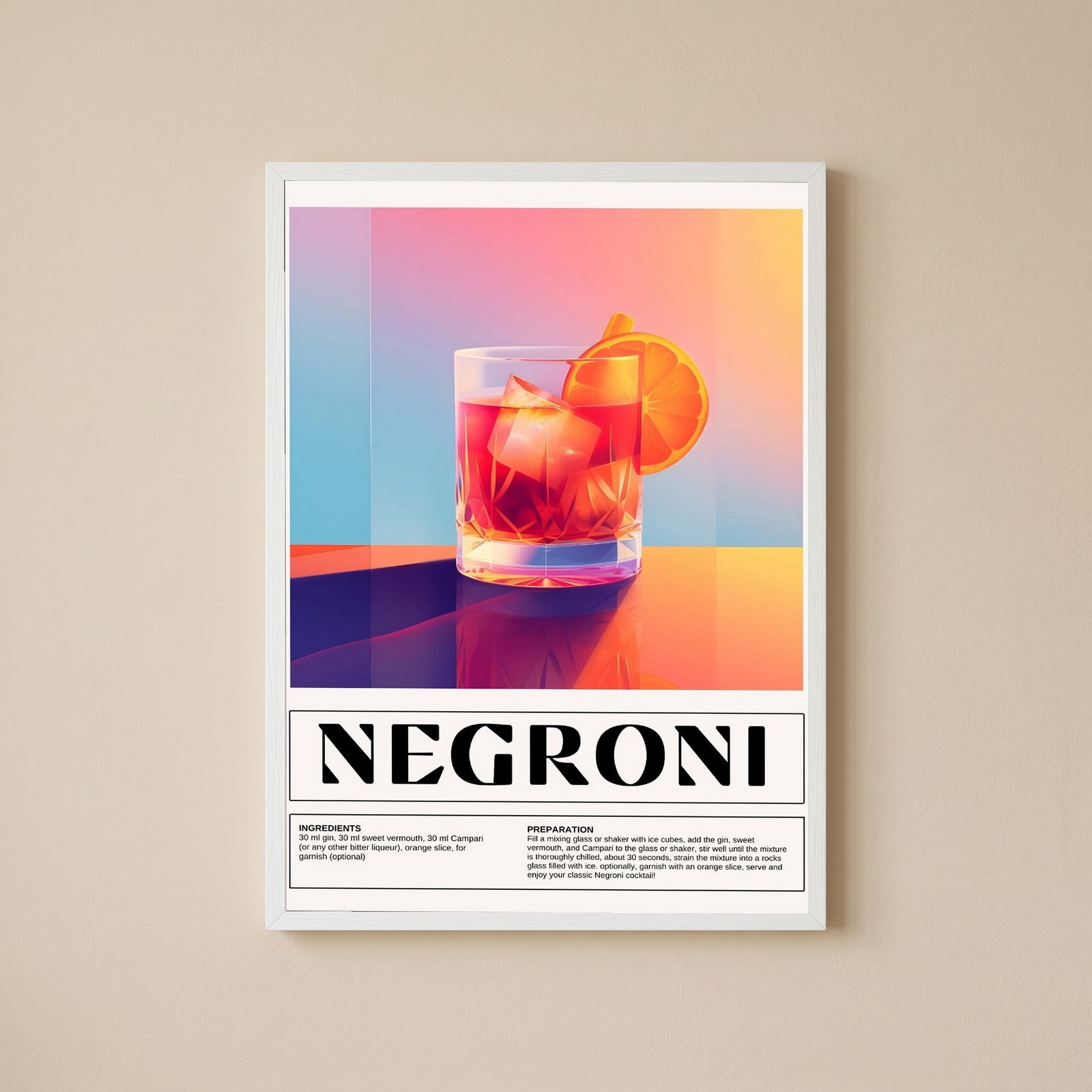 Negroni Wall Art Print — Italian Classic Cocktail Poster