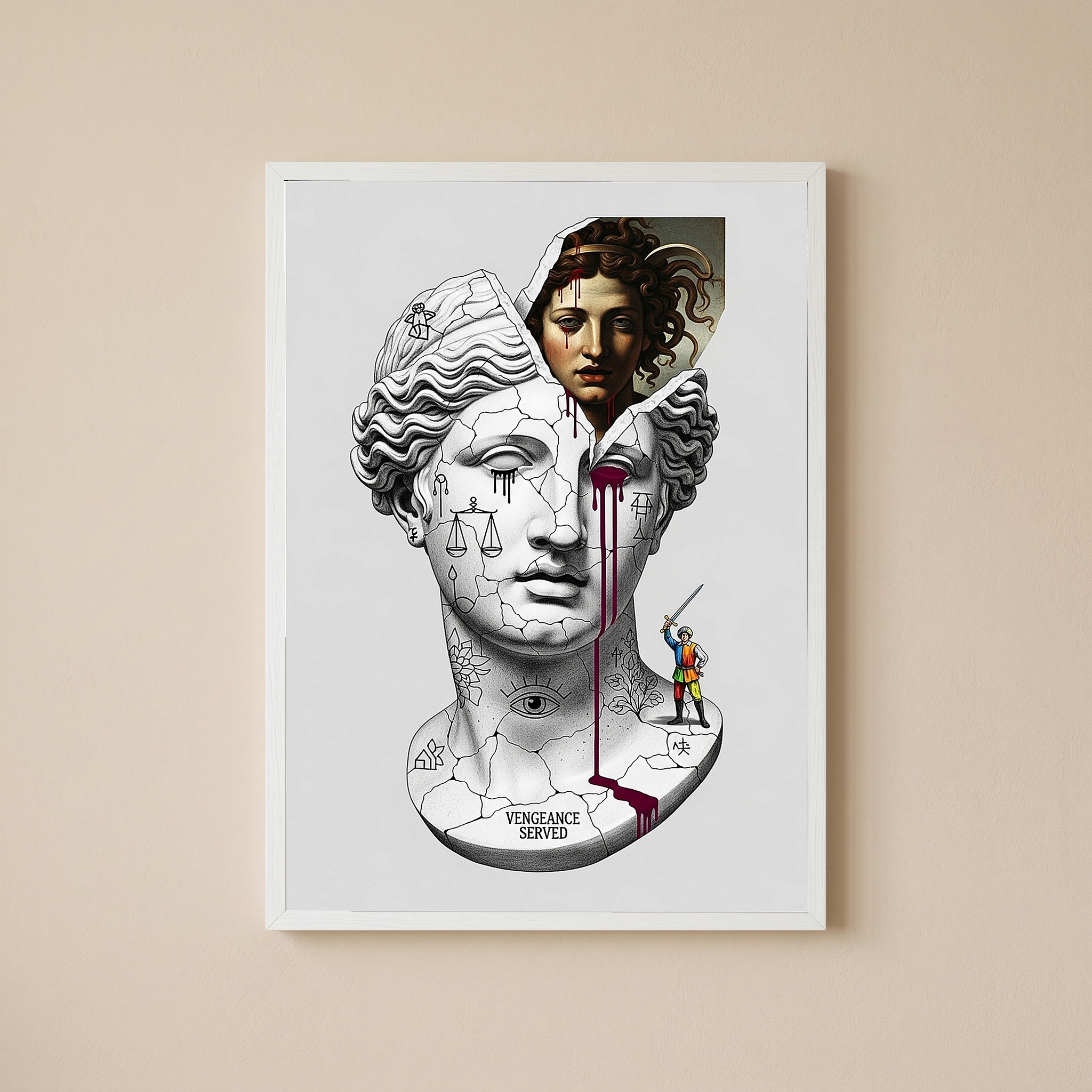 Vengeance Served Medusa V2 — Surreal Greek Mythology Wall Art Print