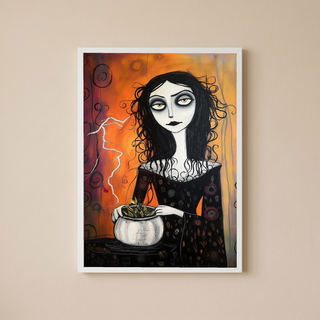 Gothic Gardener Wall Art Print — Dark Botanical Portrait Poster