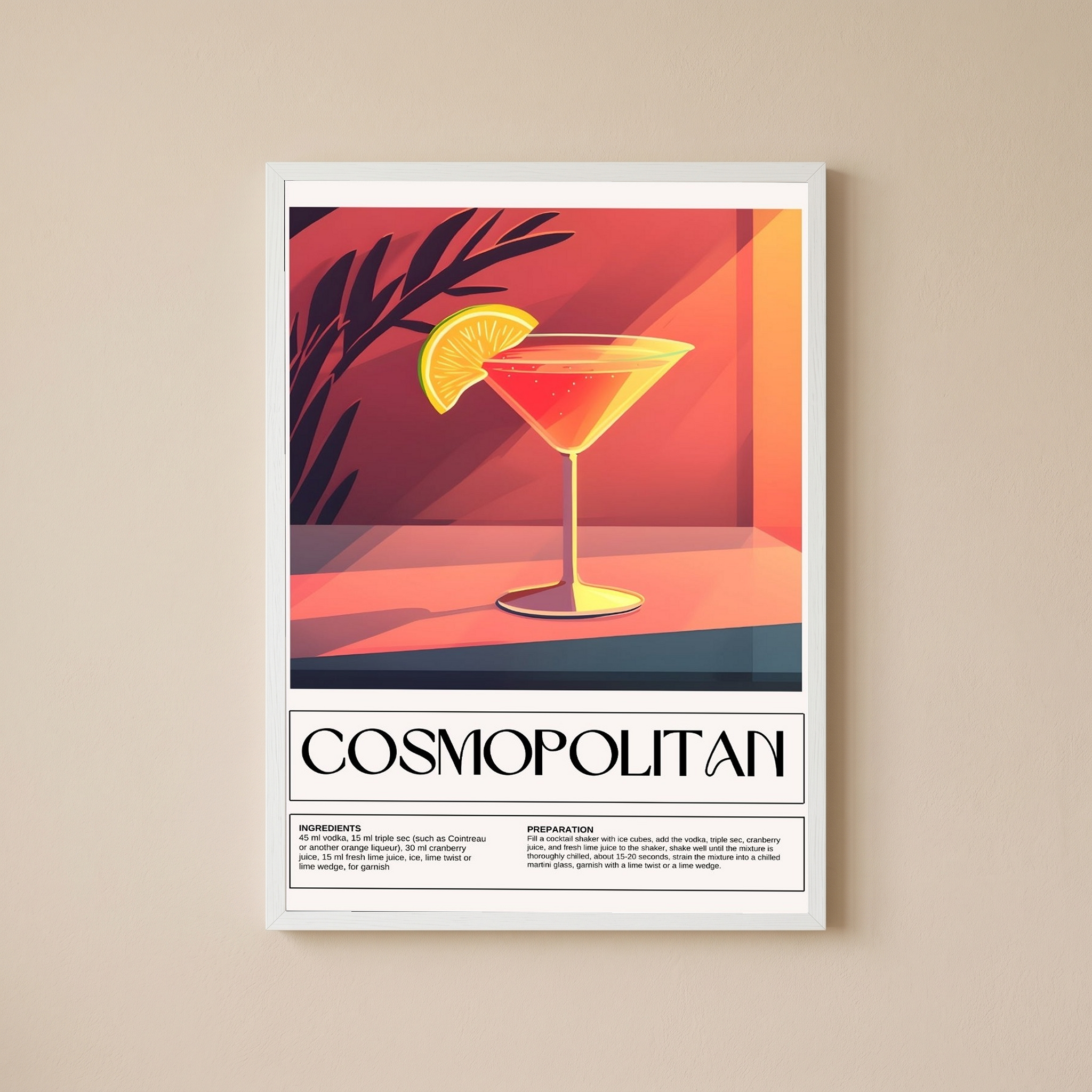 Cosmopolitan Wall Art Print — Pink Cocktail Poster