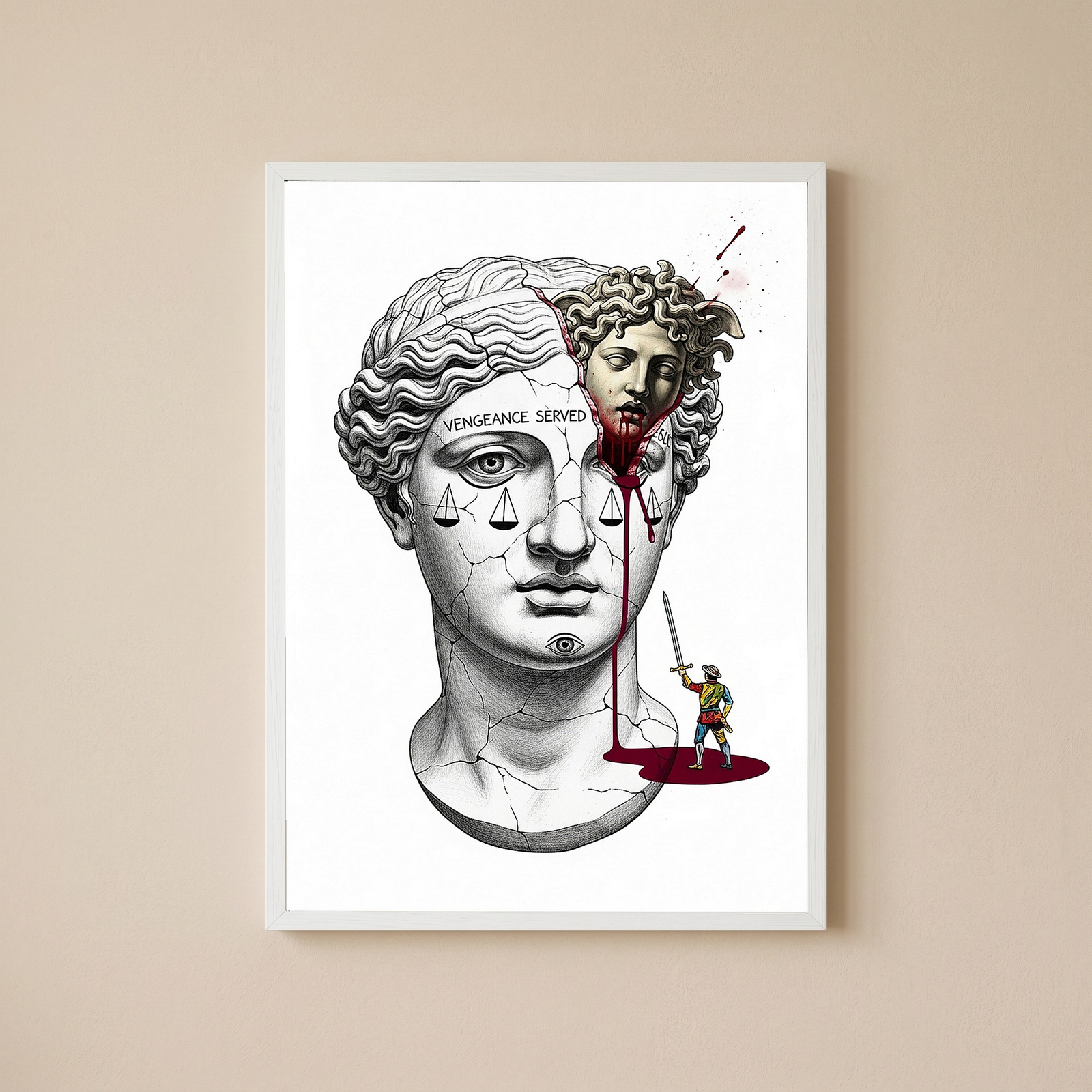 Vengeance Served Medusa — Surreal Greek Mythology Wall Art Print
