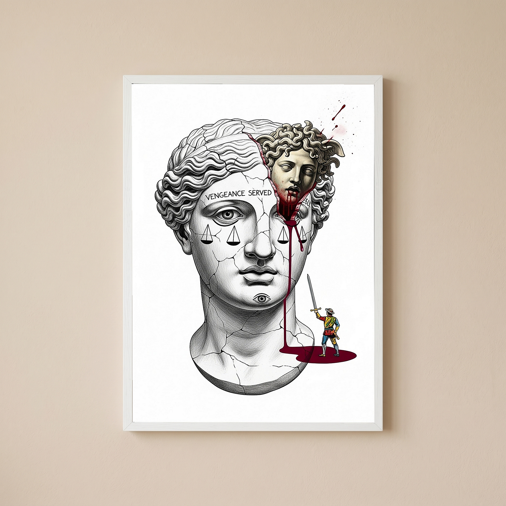 Vengeance Served Medusa — Surreal Greek Mythology Wall Art Print