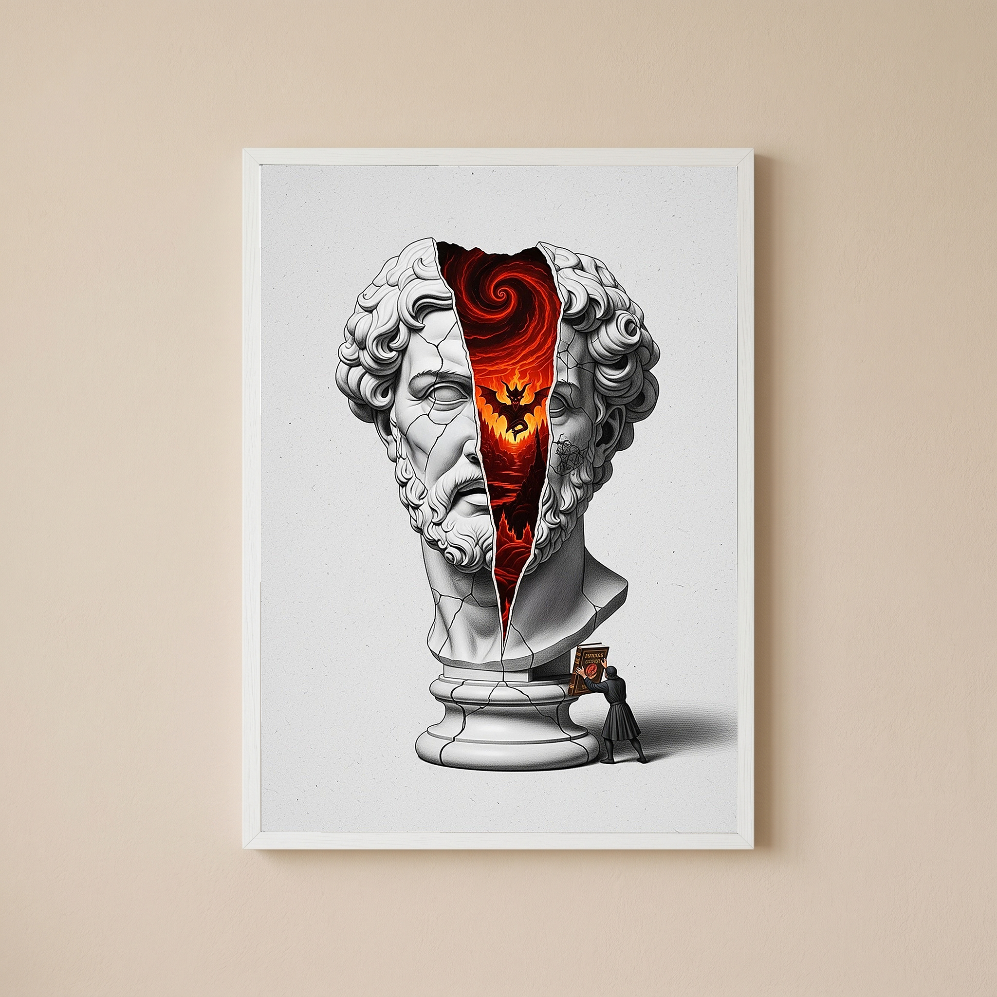 Inferno — Surreal Zeus Bust Wall Art Print