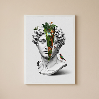 Nature Collage — Surreal Apollo Bust Wall Art Print