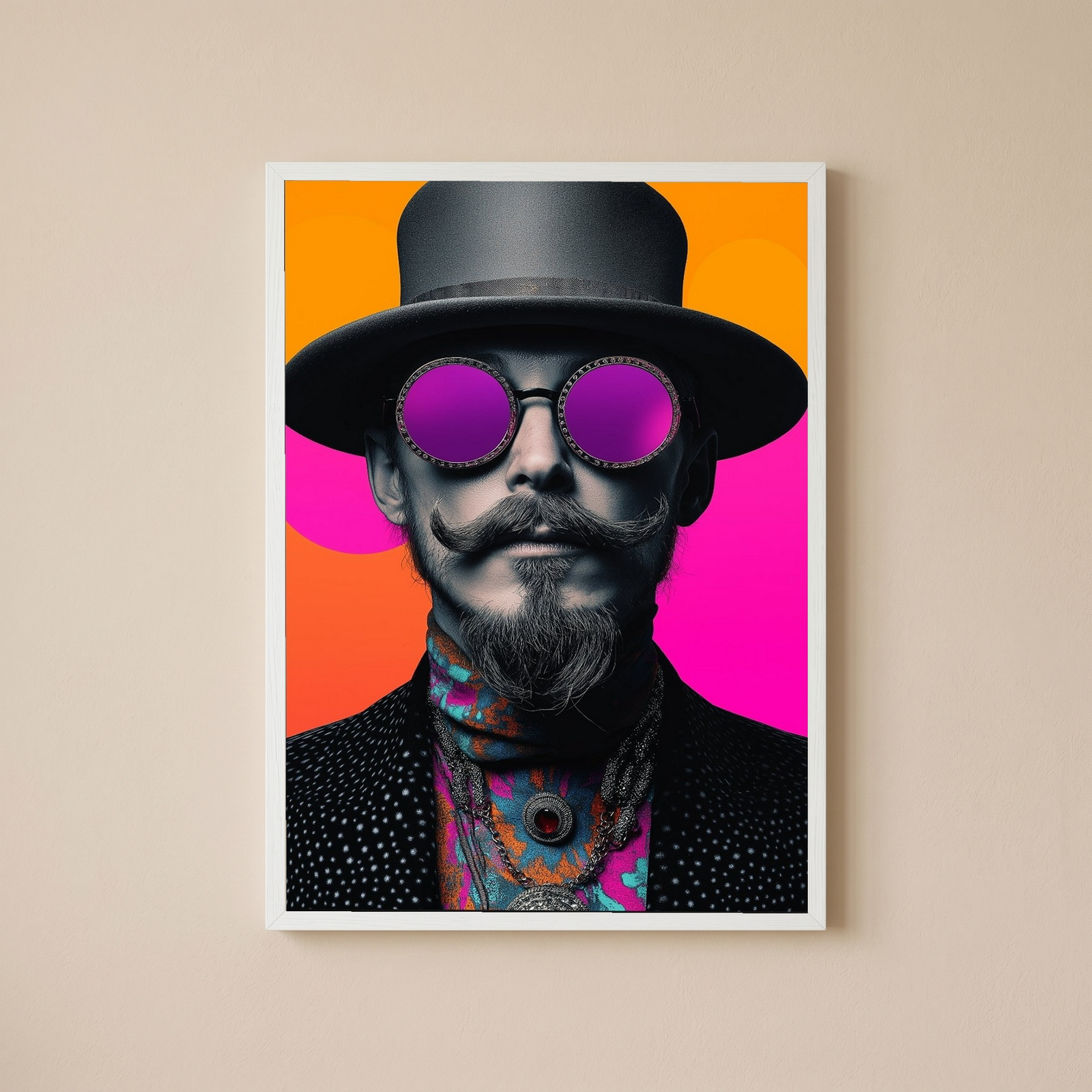 Neon Mystique Wall Art Print — Mysterious Pop Portrait Poster