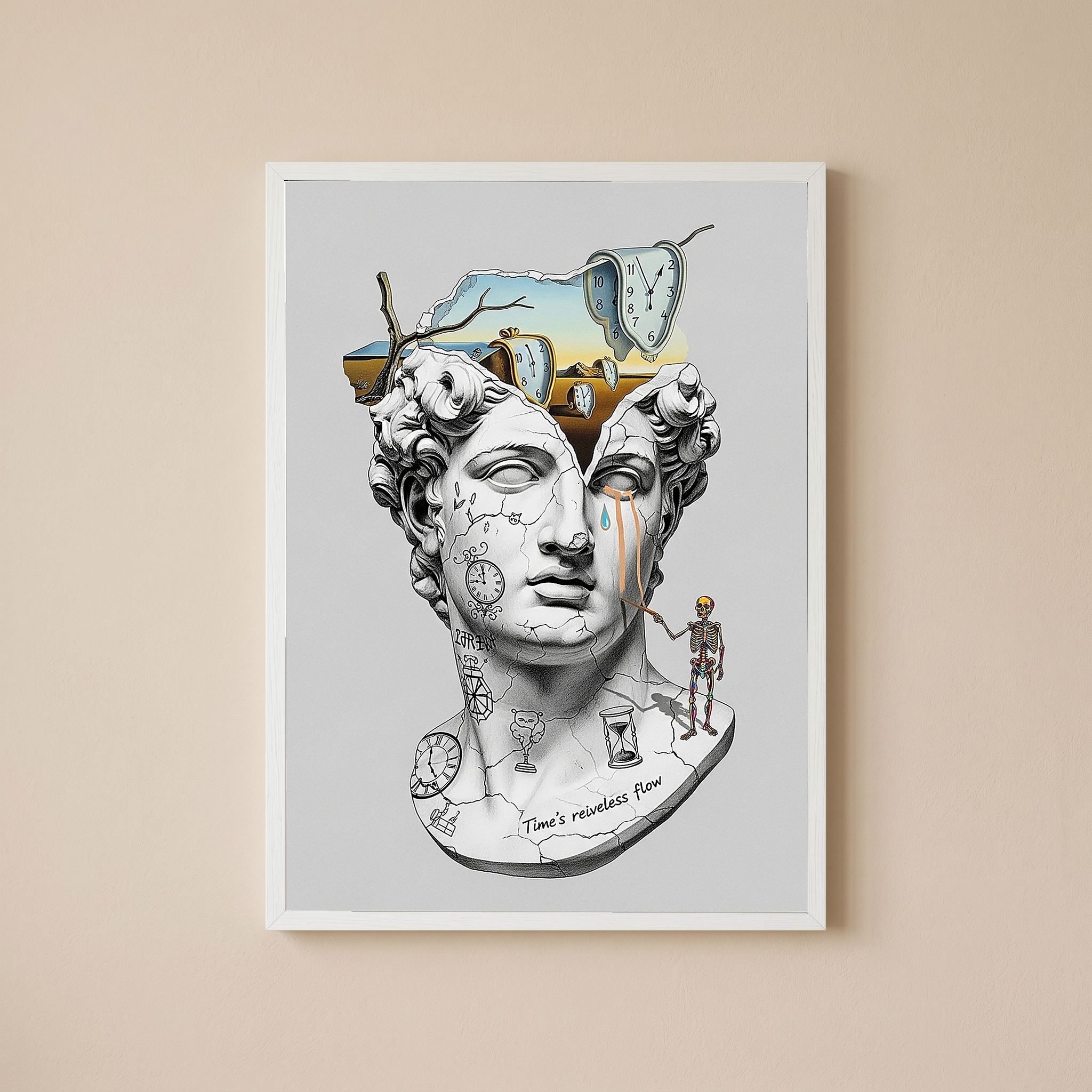 Flow of Time Dali — Surreal Melting Clocks Wall Art Print