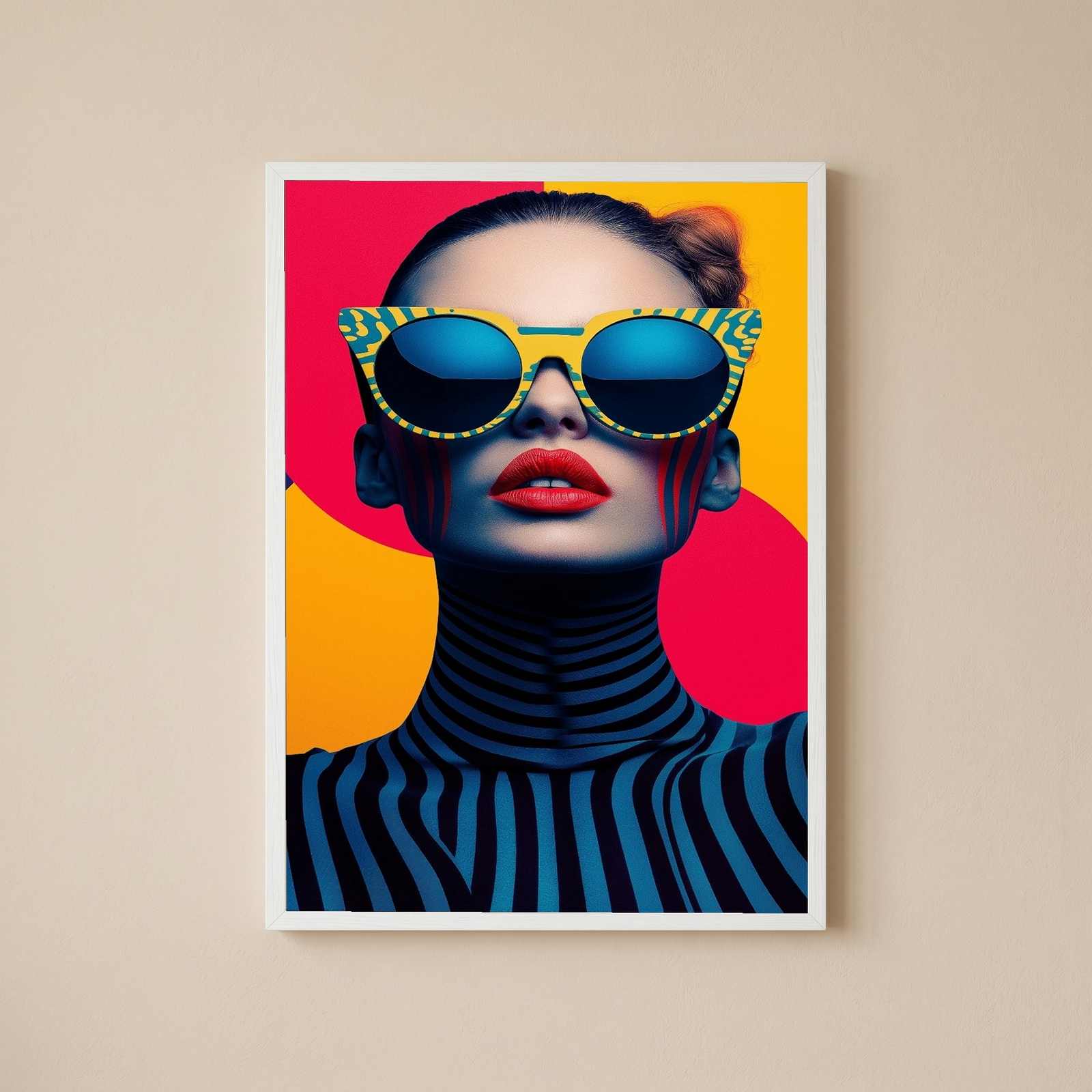 Electric Elegance Wall Art Print — Bold Pop Portrait Poster