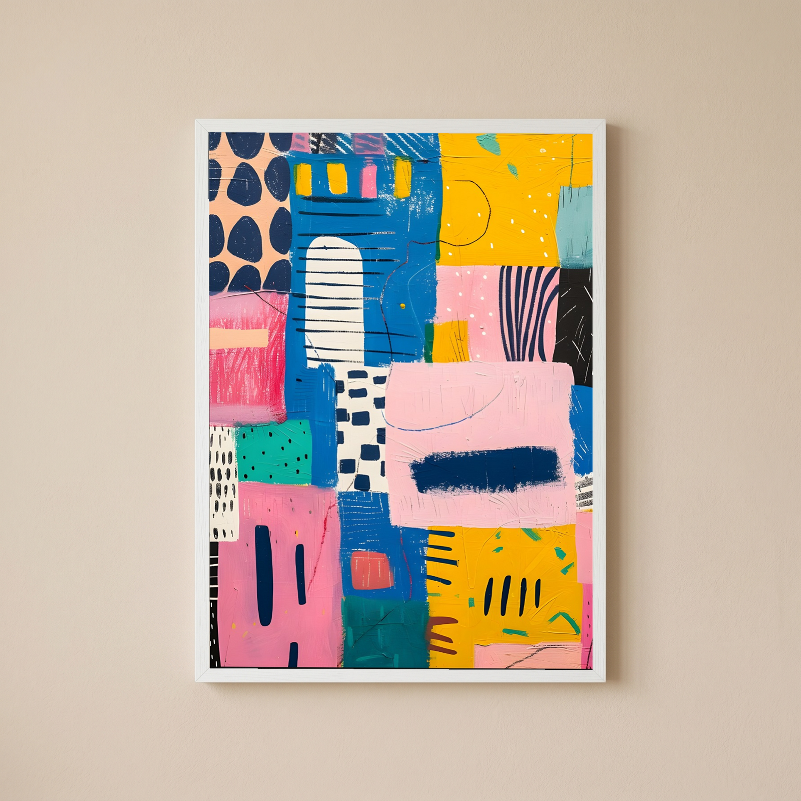 Vibrant Collage Wall Art Print — Bold Mixed Media Poster