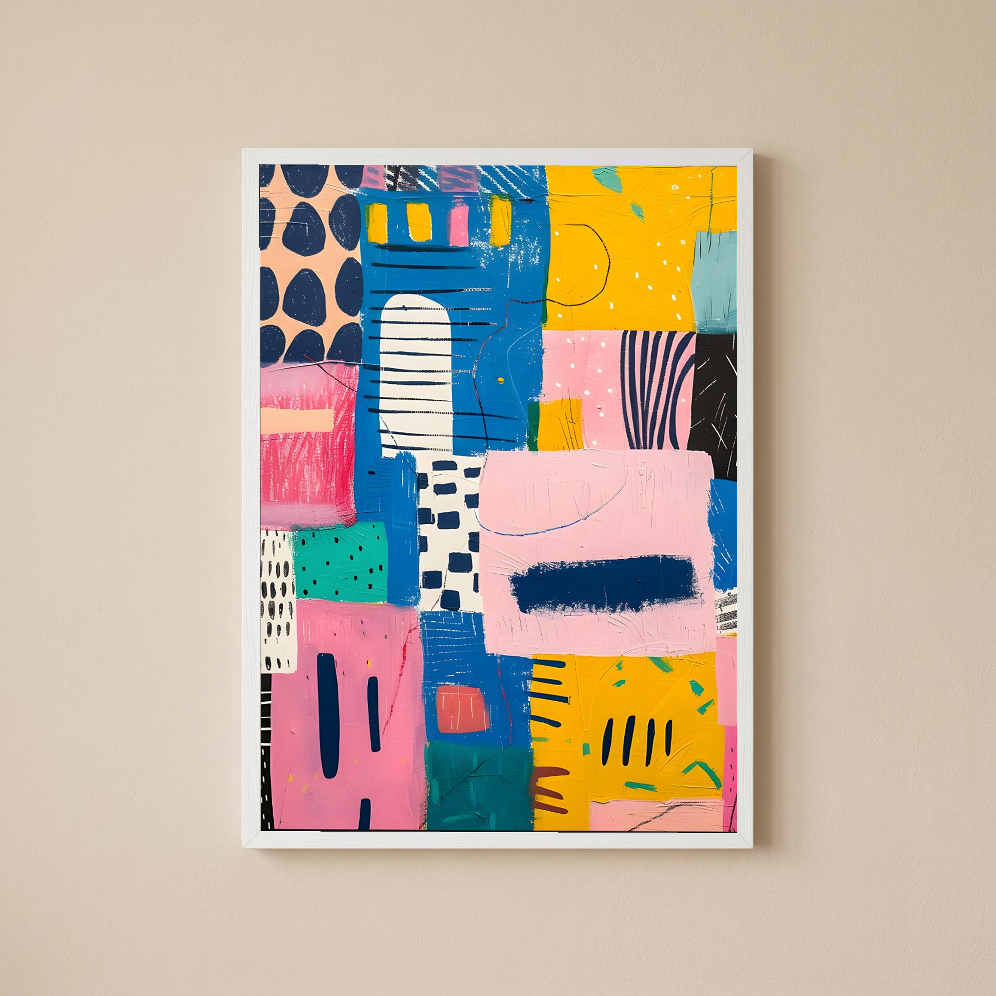Vibrant Collage Wall Art Print — Bold Mixed Media Poster