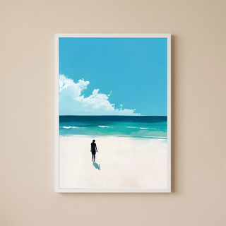 Waves Alone Wall Art Print — Peaceful Ocean Solitude Poster