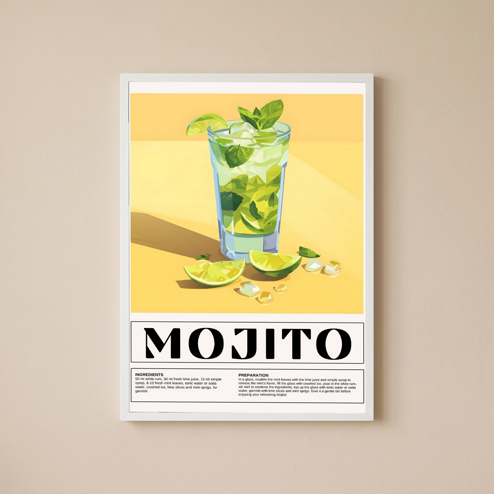 The Mojito Wall Art Print — Classic Cuban Rum Cocktail Poster
