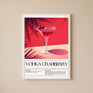 Vodka Cranberry Wall Art Print — Classic Pink Cocktail Poster
