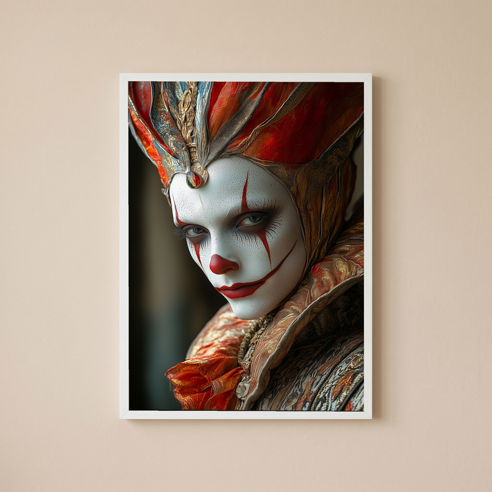 Crown of Illusions Wall Art Print — Mystical Surreal Portrait Poster
