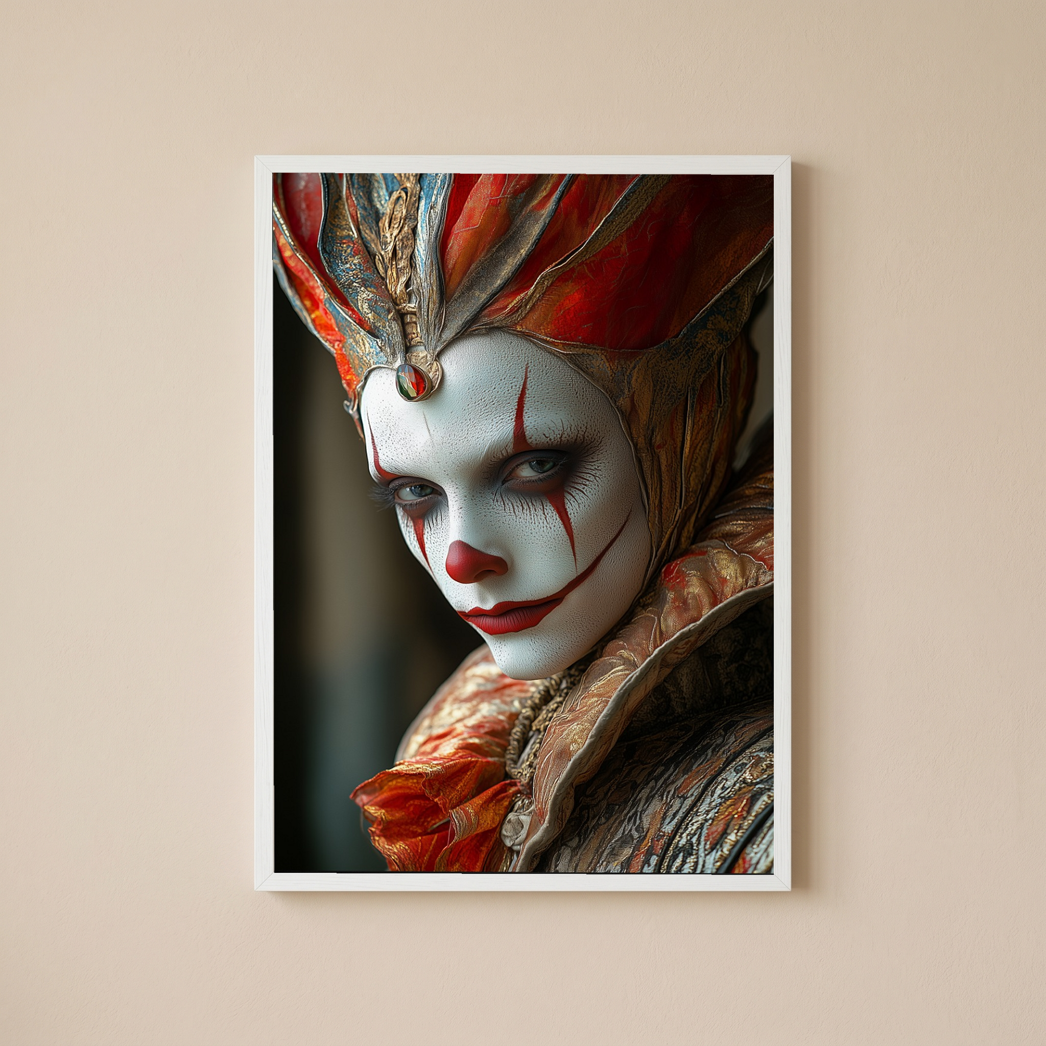 Crown of Illusions Wall Art Print — Mystical Surreal Portrait Poster