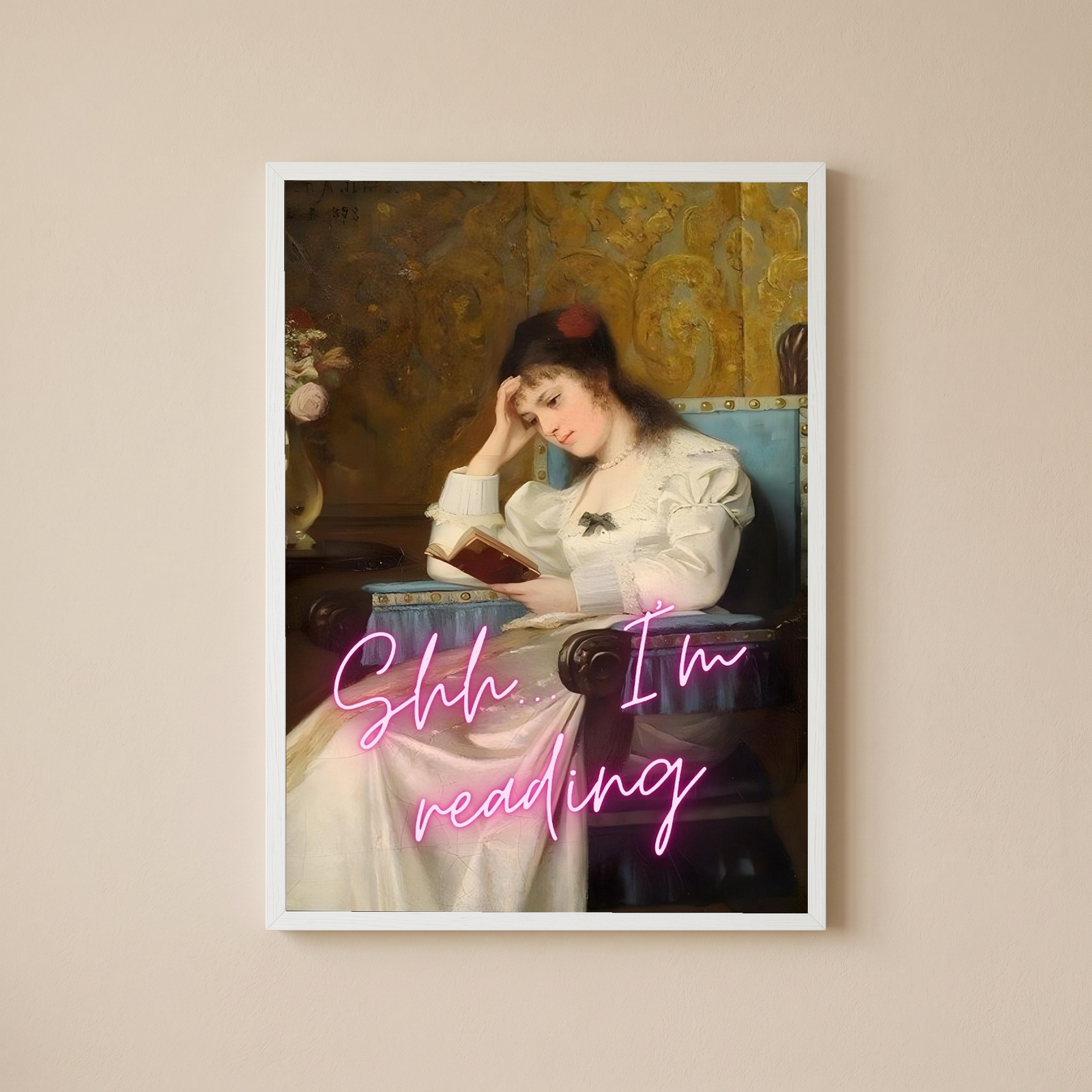 Ssh I'm Reading Wall Art Print — Book Lover Quiet Quote Poster