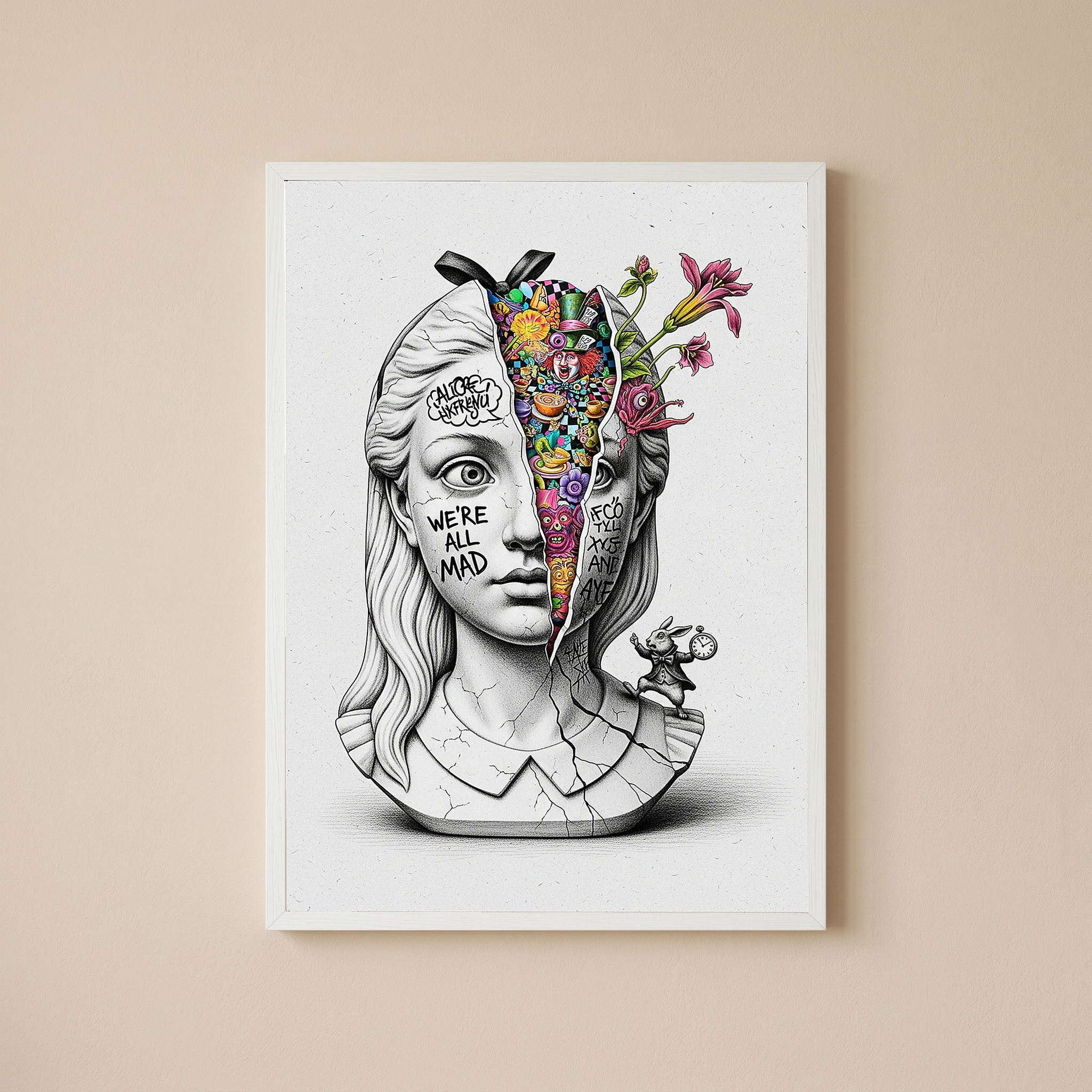 We're All Mad Here Alice — Surreal Wonderland Wall Art Print