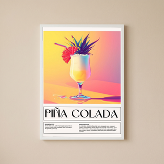 Pina Colada Wall Art Print — Tropical Coconut Rum Cocktail Poster