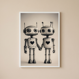 Mechanical Hearts Wall Art Print — Industrial Robot Love Poster