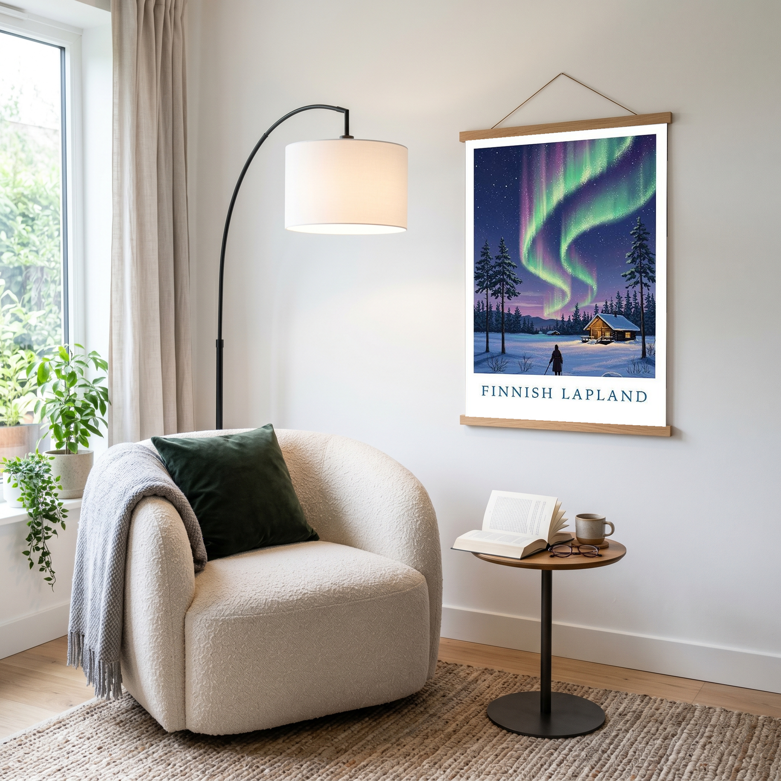 Finnish Lapland — Northern Lights Cabin Winter Wall Art Print