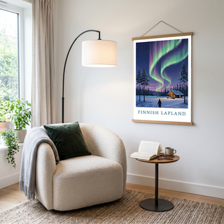 Finnish Lapland — Northern Lights Cabin Winter Wall Art Print
