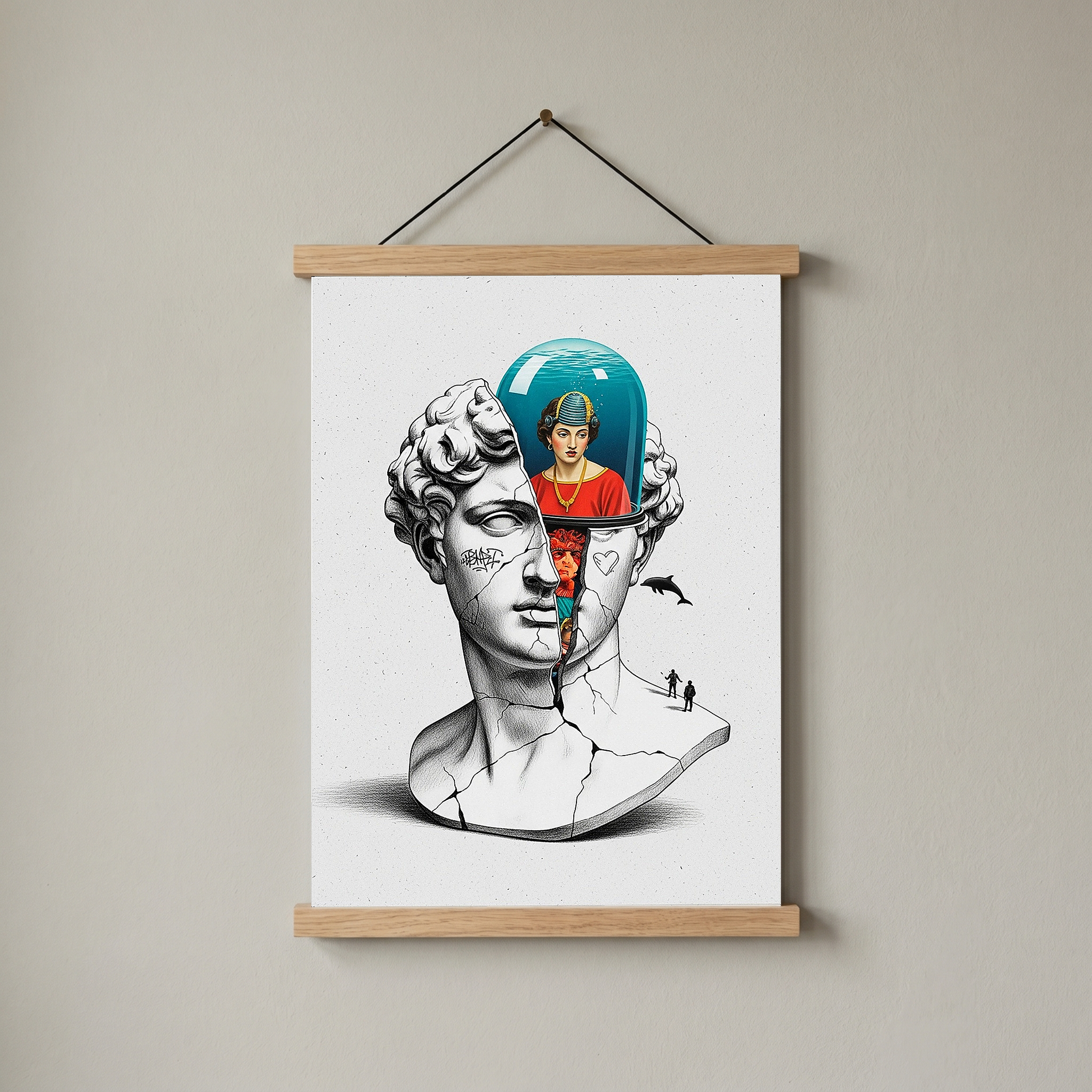 Aquarium Mind — Surreal David Bust Wall Art Print