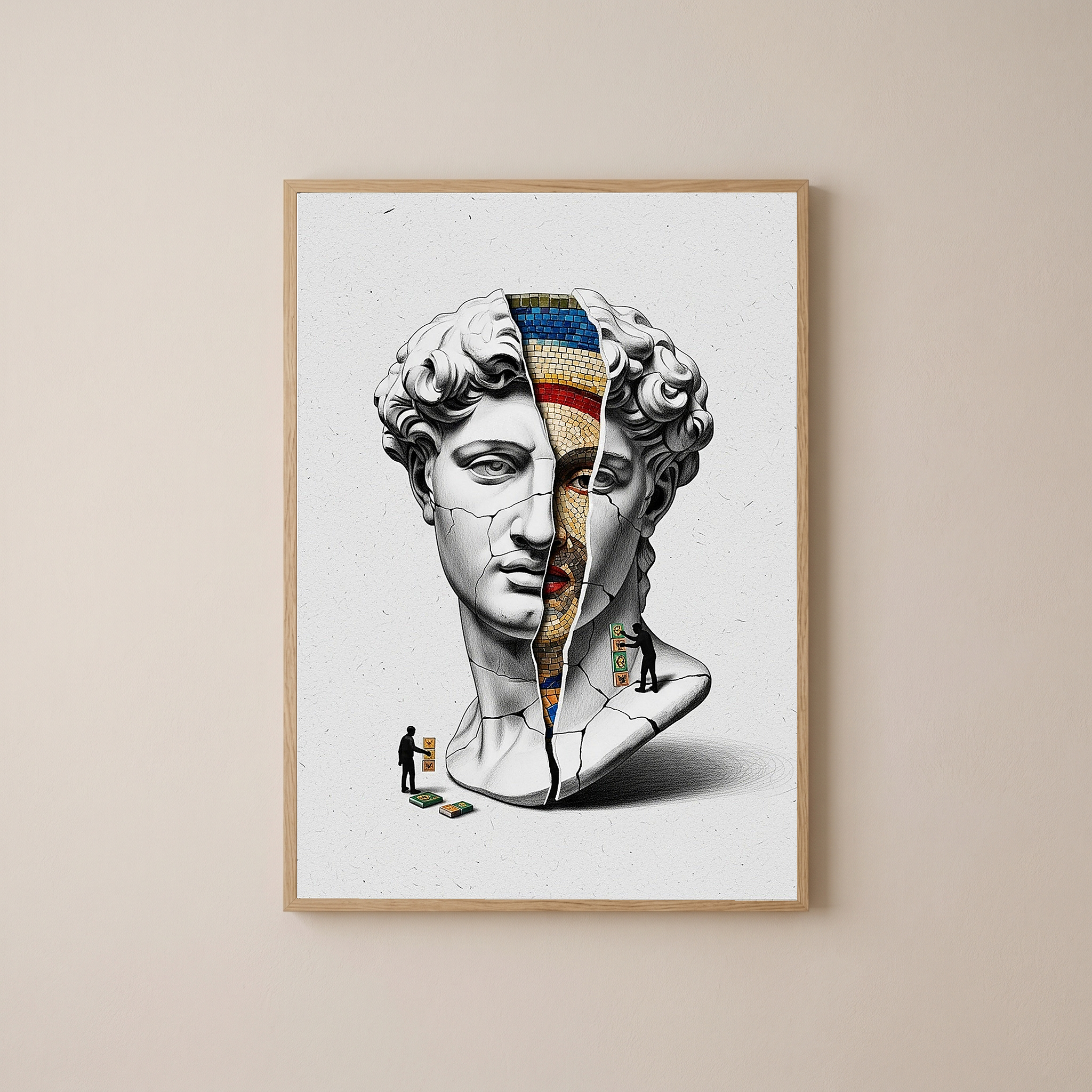 Mosaic — Surreal David Bust Wall Art Print