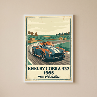 Shelby Cobra 427 1965 Poster — Vintage Race Track Roadster Print