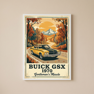 Buick GSX 1970 Poster — Vintage Muscle Car Fall Mountain Road Print