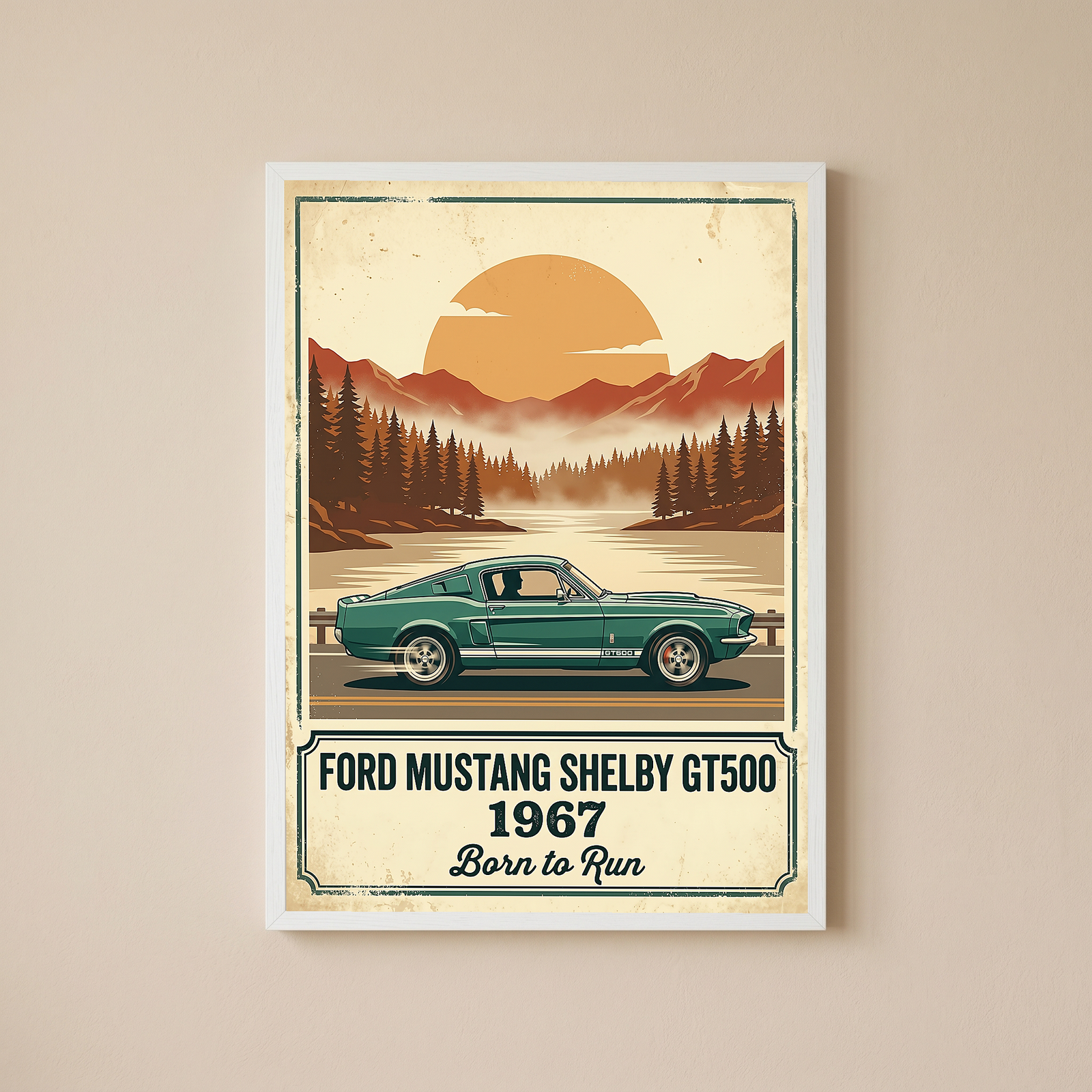 Ford Mustang Shelby GT500 1967 Forest Green Edition — Vintage Muscle Lake Print