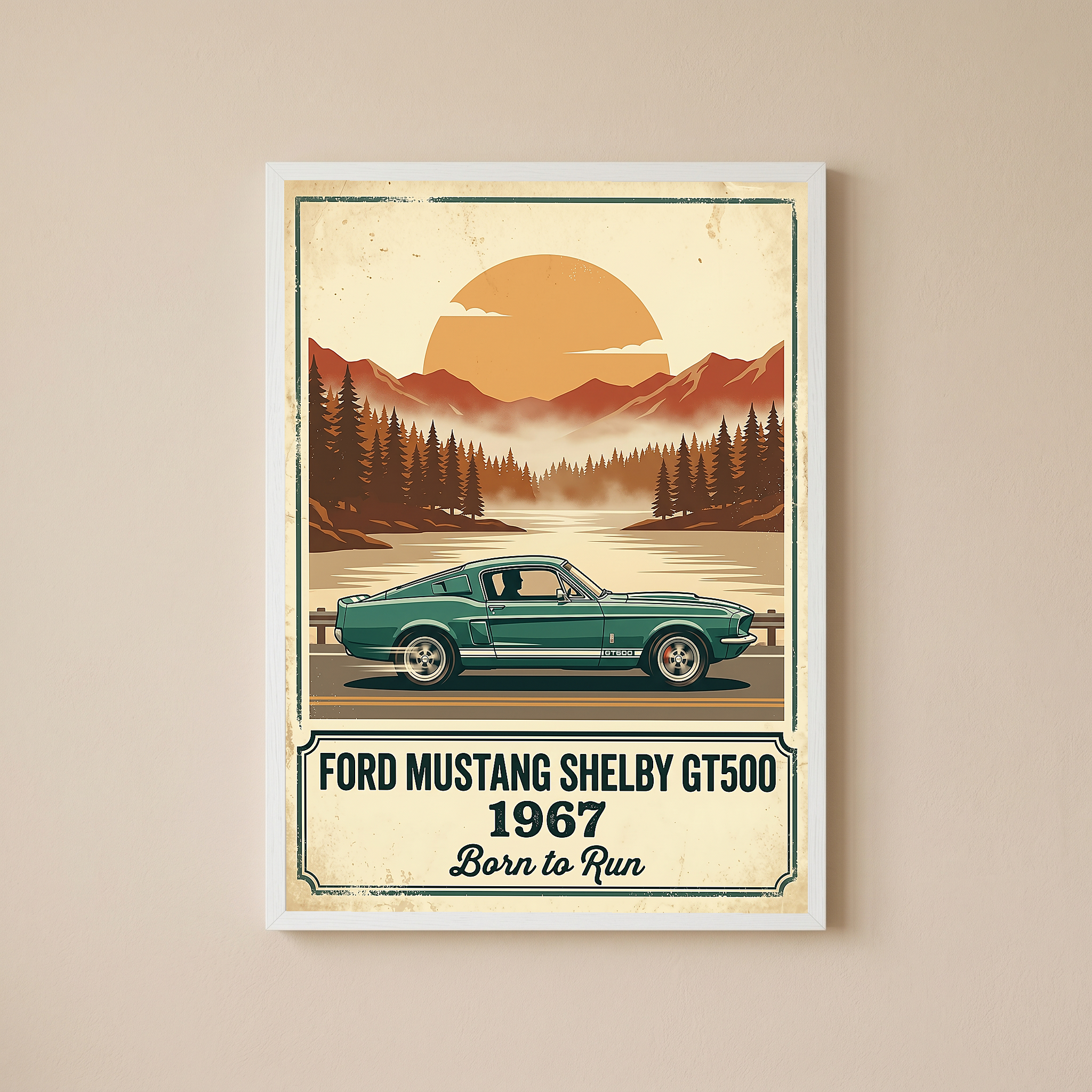 Ford Mustang Shelby GT500 1967 Forest Green Edition — Vintage Muscle Lake Print