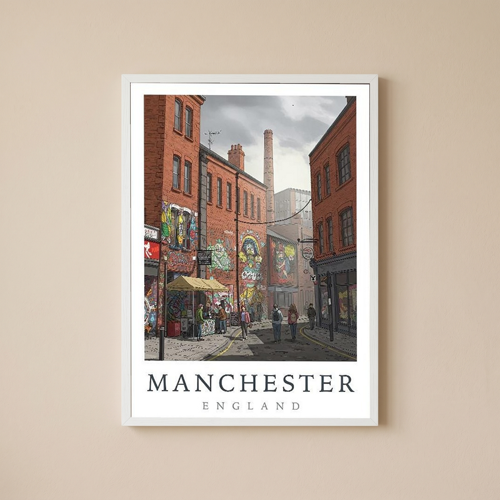 Manchester England Travel Poster — Northern Quarter Street Art Print