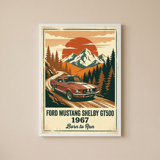 Ford Mustang Shelby GT500 1967 Poster — Vintage Muscle Car Mountain Pine Print