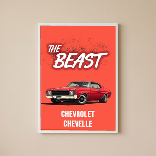 The Beast Chevy Chevelle Poster — Red Muscle Car Wall Art Print