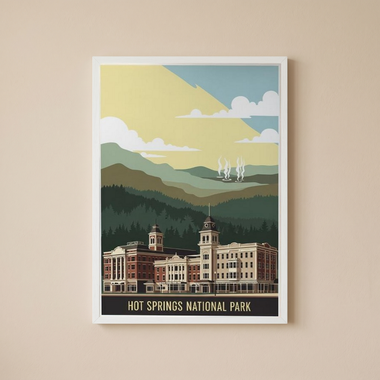 Hot Springs National Park Poster — Vintage Arkansas Bathhouse Row Print