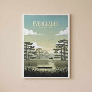 Everglades National Park Poster — Vintage Florida Alligator Cypress Print