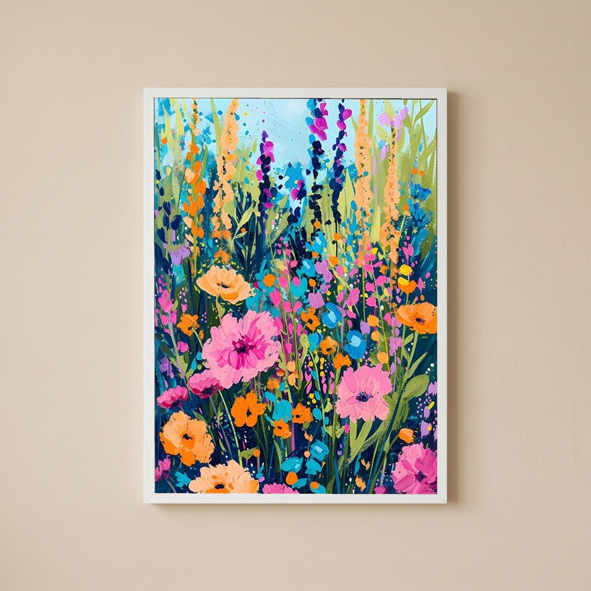 Abstract Flower Field Print — Vibrant Botanical Painterly Wall Art