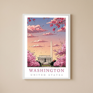 Washington DC — Cherry Blossom Monument Wall Art Print