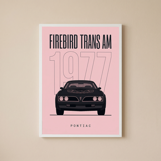 Pontiac Firebird Trans Am 1977 Minimalist Poster — Blush Pink Muscle Line Art