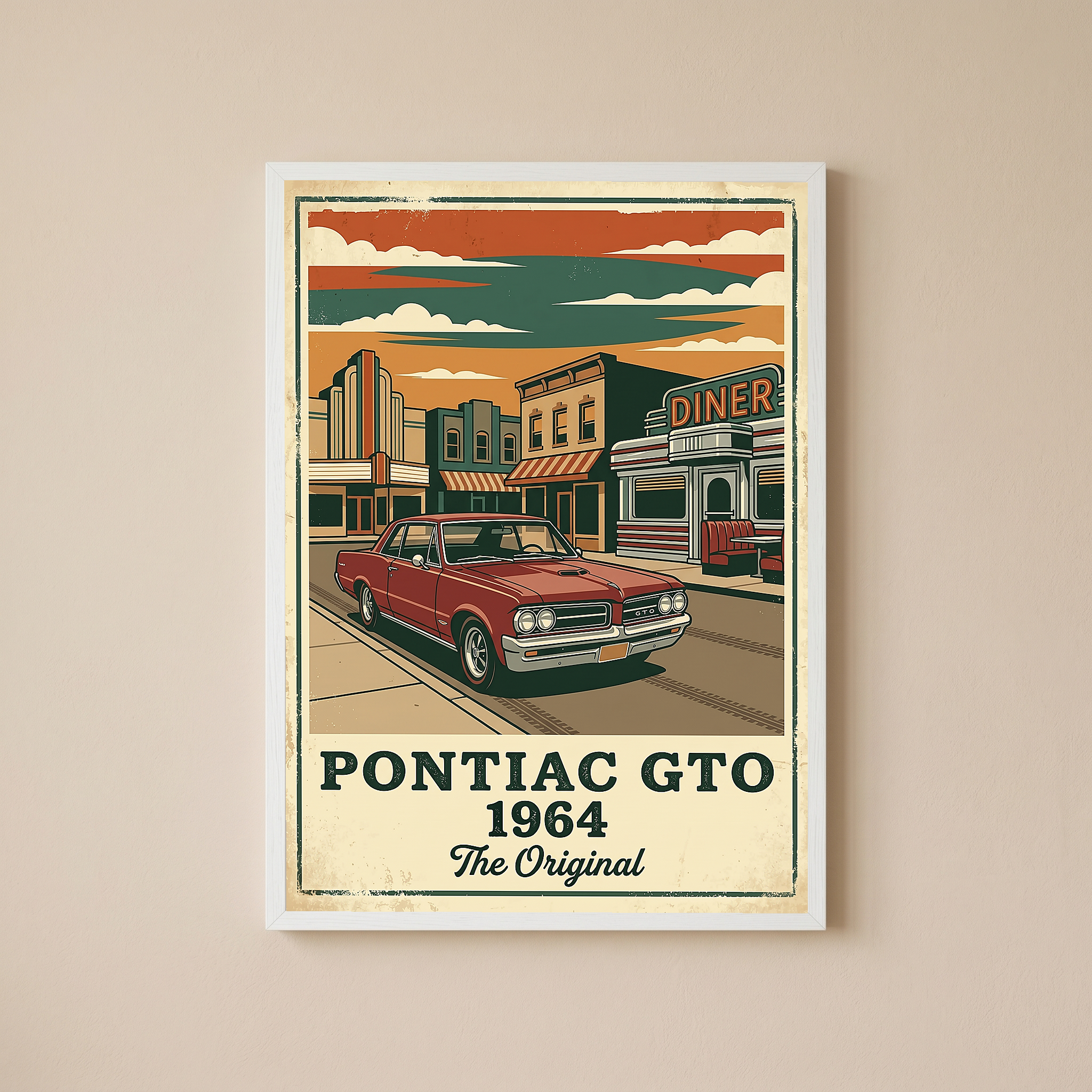 Pontiac GTO 1964 Poster — Vintage Muscle Car Diner Main Street Print